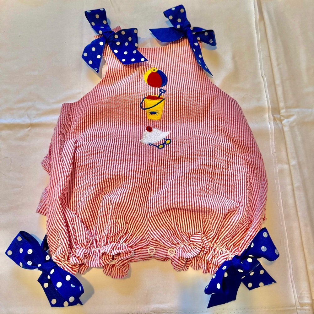 Red and Blue Striped Kids One Piece